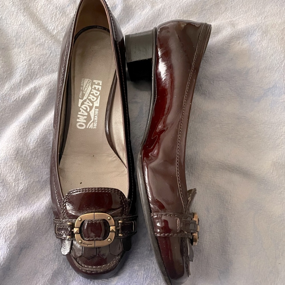 Burgundy Salvatore Ferragamo one inch heels